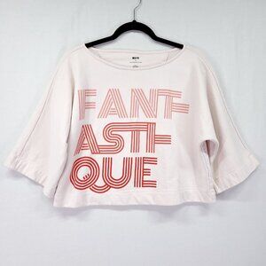 Anthropologie Maeve Womens Top Size XS Boxy Cropped Sweatshirt Quarter Sleeve